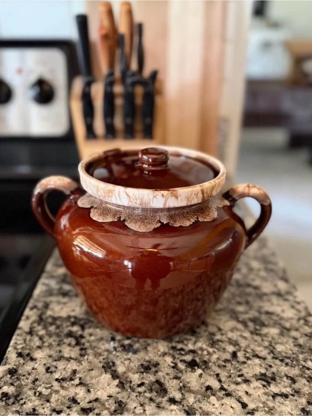 Vintage McCoy Brown Drip Glaze Bean Pot/Cookie Jar Crock with Lid-Oven Proof